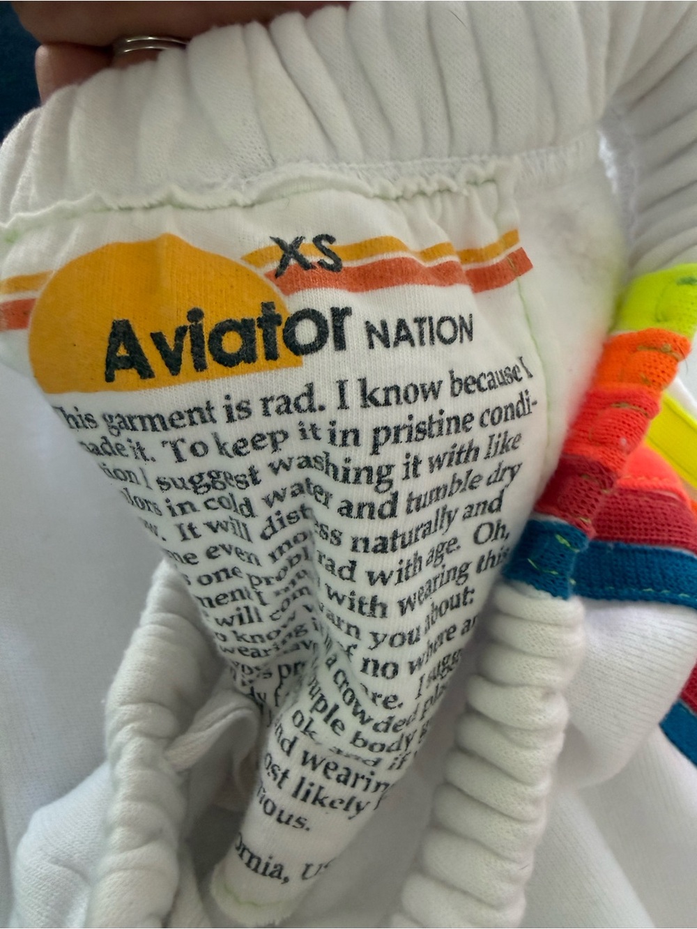 Aviator Nation White Rainbow Stripe Set Like New- Small Top XS Pants - Picture 3 of 3